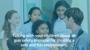 Talking to children about air gun safety in a school setting to promote safe and responsible use.